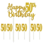Say happy 50th Birthday in glittering gold!  Our Happy 50th Birthday cakes topper set will add that something extra to your guest of honor's cake!