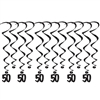 50 Whirls - Add a strikingly bold touch of class to your birthday celebration with these Black 50th Birthday Whirls. Each package comes with 12 whirls. Six are 17.5" long basic whirls, six are 32" long whirls with 6.5" tall black number danglers.