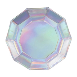 Add sparkle and shine to your holiday or party table with our 7" Iridescent Decagon Plates.
Sold eight plates per package.