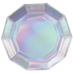 Add sparkle and shine to your holiday or party table with our 9" Iridescent Decagon Plates.  Sold eight plates per package.