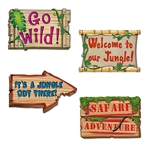 It's a Jungle out there, and your jungle themed party deserves the decorations to prove it!  These bright, colorful and fun signs are 18 inches wide by 12 inches tall.  They're printed on both sides.  Sold 4 per pkg.