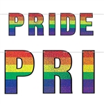 Show how big your Pride is with this 5 foot long PRIDE streamer.  Sold one per package the streamer features 12 inch tall letters in a sparkling rainbow of color.  Includes 12 feet of ribbon for easy hanging.  Reusable with care.