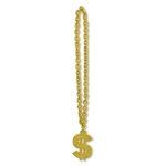 It's big, it's gold, and it practically screams money!  You'll have a fortune in fun when you wear this Gold Chain Beads with "$" Medallion!  38 inches total length, the chain is 33 inches long and the "$" is 5 tall by 3 inches wide.