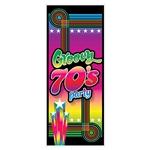 You'll have the grooviest party on the block with this 70's Groovy Party Door Cover.  Use it on the front door so the cool cats know where the party is or use it inside on a door or wall for that 70's neon look.