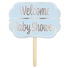 Make finding the party easy with this Foil Welcome To The Baby Shower Yard Sign in Blue.  This 15 inch wide by 10.5 inch tall yard sign is the perfect way to make sure your guests find the right place!