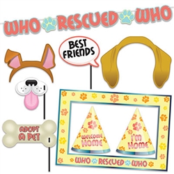 You opened your heart and home to a new furry family member, now celebrate it with this fun and adorable Who Rescued Who Party Kit!
This 9 piece kit has everything you need for an Instagram ready party, including photo frames, hats and props!