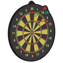 This Dartboard is a colorful and fun addition to your British or pun themed party decor.  A full 10 inches tall, this Dartboard decoration is printed both sides on high quality cardstock.  Hang from the ceiling or on a wall.