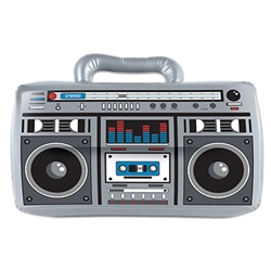 The 80's  - big cell phones, big hair, and big boomboxes!  Add this classic 80's icon to your next decade themed party for a fun throwback.  Your guests won't be able to resist putting it on their shoulder!  Boom box is 16 inches wide by 11 Inches tall.