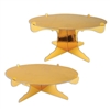 No matter what you're celebrating, this Metallic Cake Stand will add an elegant and eye catching display to your table.  Sold 2 per package, you'll double the effect! Made of cardstock with a gold metallic foil finish. 12 inch diameter.