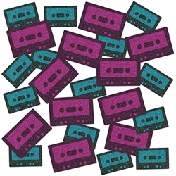 Nothing defines the decades like the music, and how we listened to it!  Get back to the 80's with this fun and eye catching Cassette Tape Deluxe Sparkle Confetti.  It will look great sprinkled on your dinner, dessert or treat table.