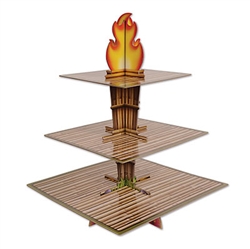 How to impress  your Luau or Jungle themed party guests? Put your desserts on this 15 inch tall Tiki Torch Cupcake Stand! After simple assembly, this cup cake stand will be the center of attention on your dessert or treat table.