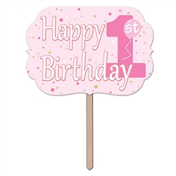 1st Birthday Yard Sign - Pink