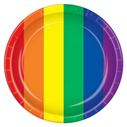 Finish your rainbow themed party table with these rainbow themed plates.  Sold 8 plates per package.  Plates measure a full 9 inches so there perfect for everything from cake, cookies and chips to hor devours and entrees.