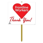 Proudly display this 15 x 12.25 Frontline Appreciation Yard Sign in your yard! Sold one per package, these bright signs are printed both sides on high quality cardstock.  One side says thank you to frontline workers, the other to healthcare workers.
