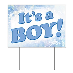 You're a proud new parent, so make sure everyone knows! This all weather "It's A Boy" yard sign is a great way to do it. The sign is made of corrugated plastic, perfect for indoors or out. Measures 12 inches tall by 16 inches wide.