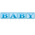 The perfect way for proud parents to let the world there's a new addition to the family!
This All Weather "Baby" Yard Sign in Blue is bold and bright to help celebrate.
Made of four separate letter cards, it's sure to stand out in any yard.
