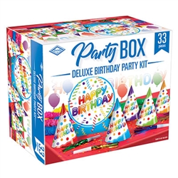 Everything you need to throw a birthday party for 8 people, all in one box!