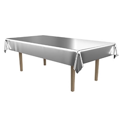 Add shine, shimmer and style to your party tables with this Silver Metallic Table Cover.  Spill resistant and reusable with care.