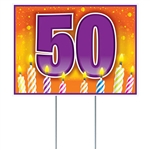 Give them a birthday wish the whole neighborhood will see!
This fun and colorful All Weather 50 Birthday Yard Sign is sure to grab attention.
Measures 11.5 inches tall by 16 inches wide.
Made of corrugated plastic.