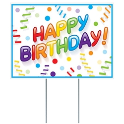 Make sure everyone knows there's a birthday in the neighborhood with this fun and colorful All Weather Happy Birthday Yard Sign.