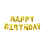 Happy Birthday Balloon Streamer - Gold