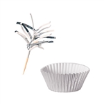Metallic Cupcake Liners & Picks - Silver
