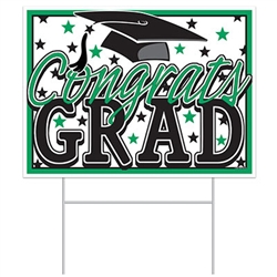 All-Weather  Congrats Grad Yard Sign - Green