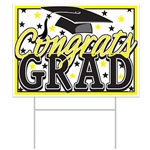All-Weather  Congrats Grad Yard Sign - Yellow