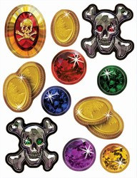 Pirate Treasure Stickers (4 sheets/pkg)