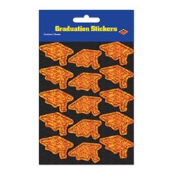 Prismatic Orange Grad Cap Stickers (2 sheets/pkg)