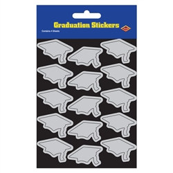 Silver Graduation Cap Stickers