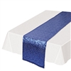 Looking for a classy, subtle and colorful way to add a splash of color to your table settings? This Sequined Table Runner in blue will add the touch of fun and excitement you're party deserves. Each runner is 11.25 inches wide by 6.25 feet long.