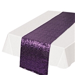 Need a classic, subtle and colorful way to add a splash of color to your table settings? This Sequined Table Runner in purple will add the touch of fun and excitement you're party deserves. Each runner is 11.25 inches wide by 6.25 feet long.