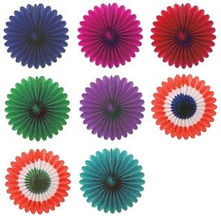 Mini Tissue Fans (Choose Color) Pack of 6