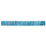 Metallic Blue Happy Birthday Banner