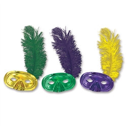 Mardi Gras Metallic Mask Ostrich Plume (1/Pkg)