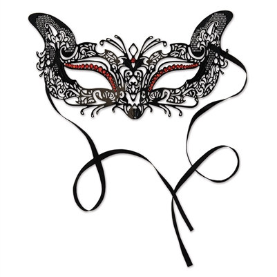 Faux Red Rhinestones Masquerade Mask