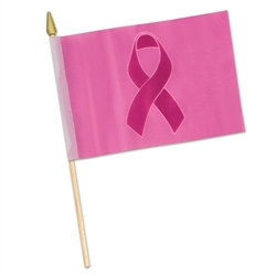 Pink Ribbon Rayon Flag (4 in x 6 in)