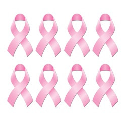 Mini Foil Pink Ribbon Cutouts (8/pkg)