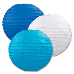 Blue, White, and Turquoise, Paper Lanterns (3/Pkg)