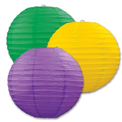 Yellow, Green, and Purple Paper Lanterns (3/Pkg)