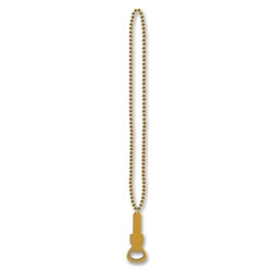 Gold Beads with Gold Bottle Opener (1/pkg)