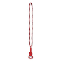 Red Beads with Red Bottle Opener (1/pkg)