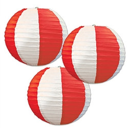 Red & White Stripes Paper Lanterns