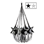 Decorate for a Hollywood themed party with this black and silver Star Chandelier. It measures 35 inches and once it is completely assembled, you'll have an exquisite chandelier for your extravagant party. Comes one Star Chandelier per package.