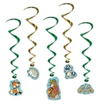 Bring the woodland friends from the outdoors into your living room for an awesome party! These Woodland Friends Whirls are an excellent hanging decoration for a children's birthday party or cub scout meeting! There are five whirls in the package.