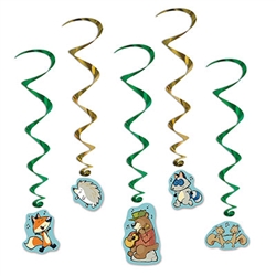 Bring the woodland friends from the outdoors into your living room for an awesome party! These Woodland Friends Whirls are an excellent hanging decoration for a children's birthday party or cub scout meeting! There are five whirls in the package.