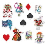 Decorate your home, classroom or office with these Alice in Wonderland Cutouts to really get into the party mood. Thanks to these cutouts, you can have Alice, the Mad Hatter, the Cheshire Cat and the Queen of Hearts at your party. Comes 12 per package.