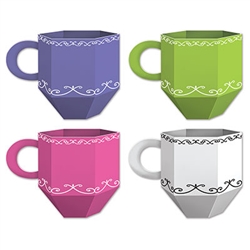 These Teacup Favor Boxes are perfect for an Alice in Wonderland theme party. These colorfully printed card stock tea cup favors, can be filled with goodies for everyone to enjoy!  Comes three bright colored pieces per package. Reverse side is white.