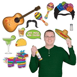 The Fiesta Photo Fun Signs are printed on cardstock and printed on both sides. Sizes range in measurement from 3 inches to 17.75 inches. Contains 13 pieces per package. Just hold up these brightly colored signs and snap a picture.